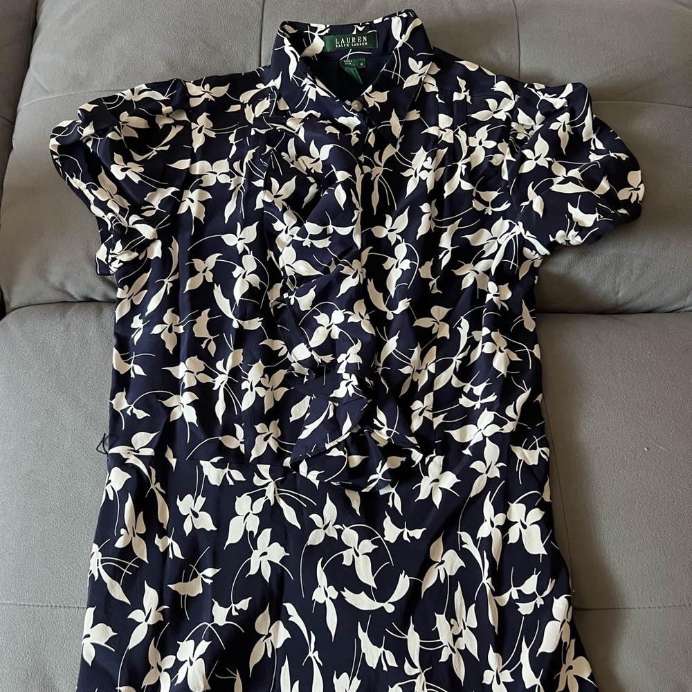 Lauren by Ralph Lauren Navy and White Floral Maxi Dress